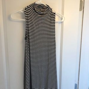 Mock neck striped swing dress